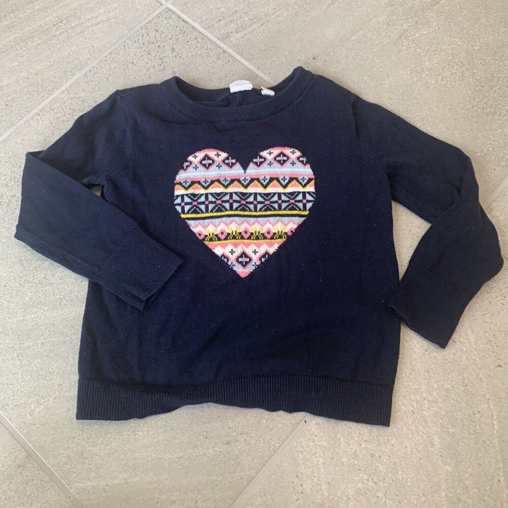 Gap Kids Girls Navy Knit Sweater With Heart Sixe XS